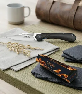 TOKISU Ebony Wood Folding Knife, Ball Bearing