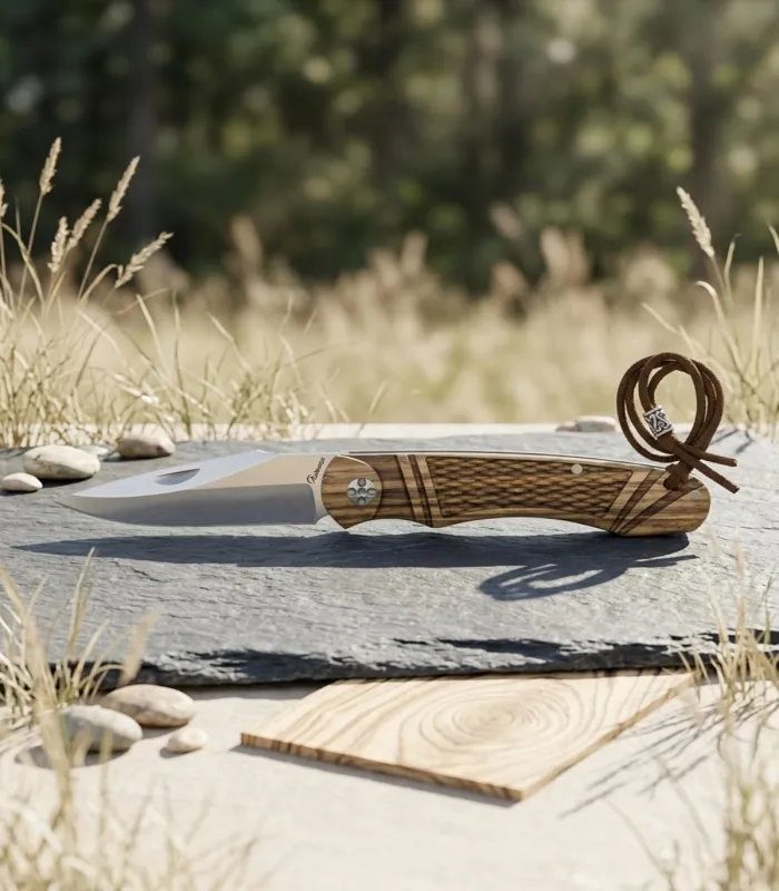 Couteau de campagne Albainox en bois de zèbre CNC