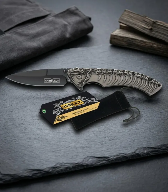 Albainox Rainblack Skeleton Handle Folding Knife