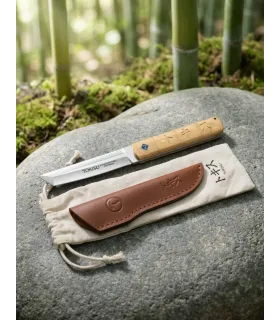 Couteau d'aventure TOKISU poignée en bambou, avec étui