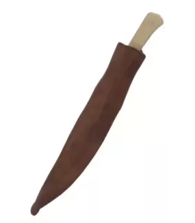 Keukenmes met botenhouten handvat, met schede (18 cm).
