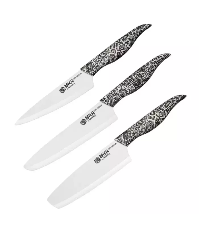 Set 3 cuchillos de cerámica Samura serie INCA ⚔️