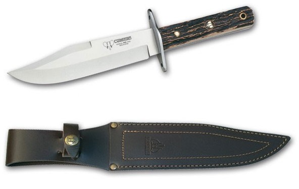 Cuchillo Bowie de caza con mango asta de ciervo - Qualità di legno in coltelli e coltelli a serramanico