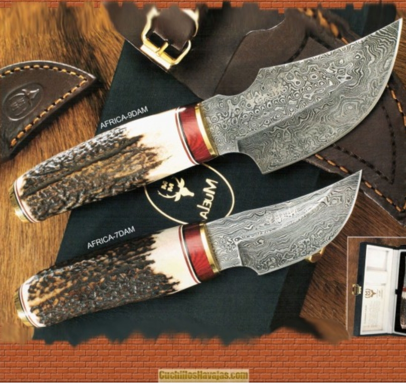 Cuchillo Africa en acero de Damasco - Coltelli e coltellini damascati