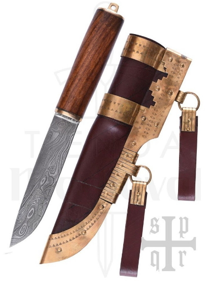 Cuchillo Vikingo Seax Damasquino - Cuchillos Vikingos